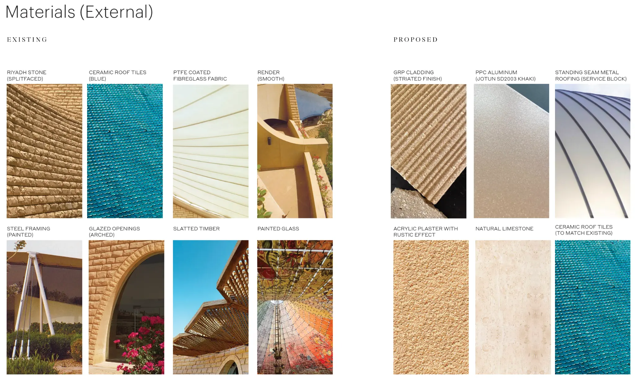 External Materials Board — Existing & Proposed